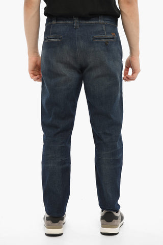 Stretch Denim Jeans with Visible Stitching 19cm