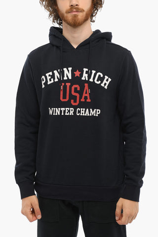 PENN-RICH Felpa WINTER CHAMP in Cotone Garzato con Cappuccio e Maxi Stampa