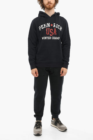 PENN-RICH Felpa WINTER CHAMP in Cotone Garzato con Cappuccio e Maxi Stampa