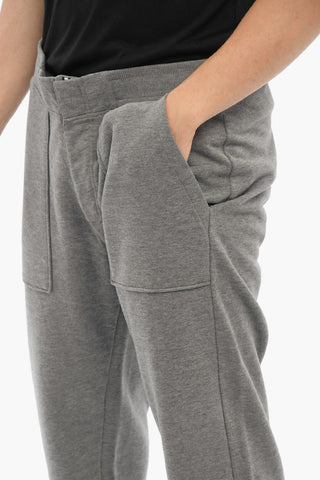 Solid Color Fleeced Cotton Joggers with Front Buttoning