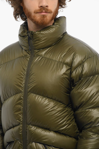 Solid Color Down Jacket with Zip Closure