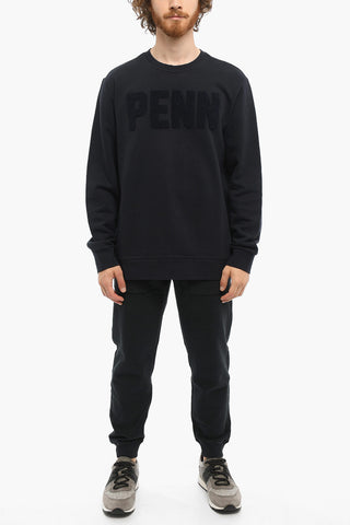 PENN-RICH Brushed Cotton Crew-neck Sweatshirt with Embossed Logo