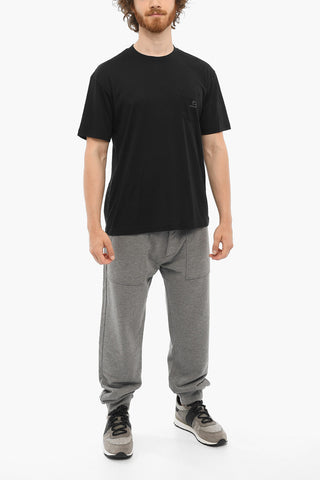 T-shirt Girocollo in Misto Lana con Taschino