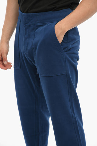 Solid Color Fleeced Cotton Joggers with Front Buttoning