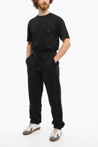 Solid Color Fleeced Cotton Joggers with 3 Pockets