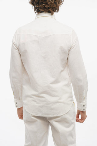 Light Shirt with Snap Buttons and Spread Collar