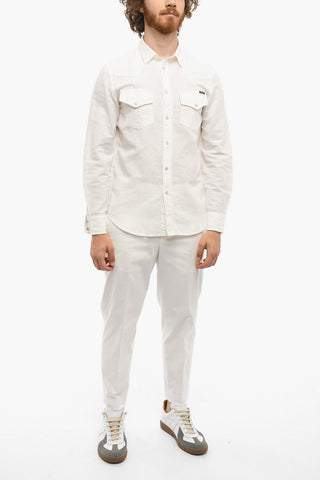 Light Shirt with Snap Buttons and Spread Collar