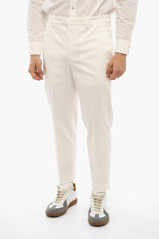 Low Waist Slim Fit Pants with Frayed Hem