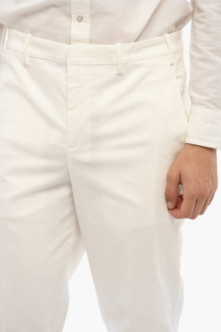 Low Waist Slim Fit Pants with Frayed Hem