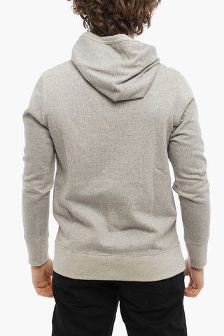 Felpa in Cotone Garzato con Cappuccio