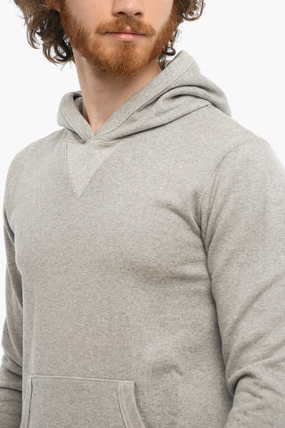 Felpa in Cotone Garzato con Cappuccio