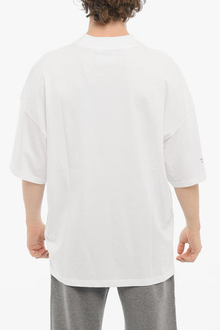 T-Shirt Girocollo Oversize con Logo Stampato a Contrasto