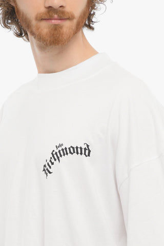 T-Shirt Girocollo Oversize con Logo Stampato a Contrasto