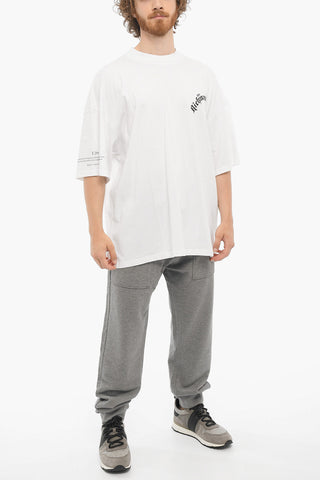 T-Shirt Girocollo Oversize con Logo Stampato a Contrasto
