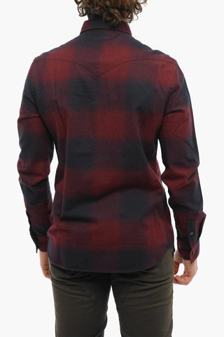Cotton Flannel Gradient Shirt with Double Breast Pocket