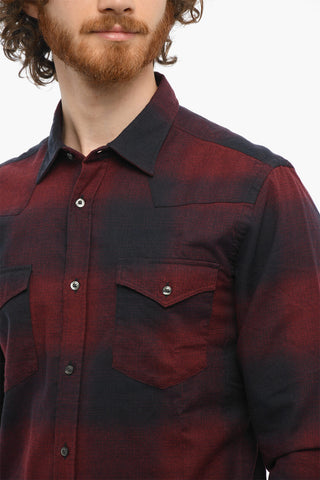 Cotton Flannel Gradient Shirt with Double Breast Pocket