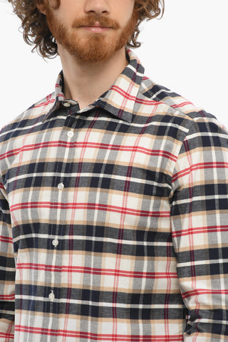 Plaid Motif Cotton Flannel Shirt