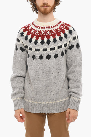 Maglia Girocollo Jacquard in Misto Lana
