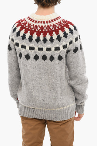 Maglia Girocollo Jacquard in Misto Lana