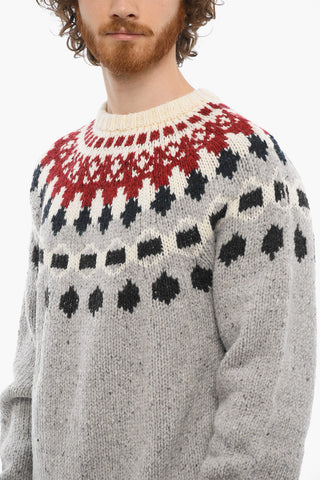 Maglia Girocollo Jacquard in Misto Lana