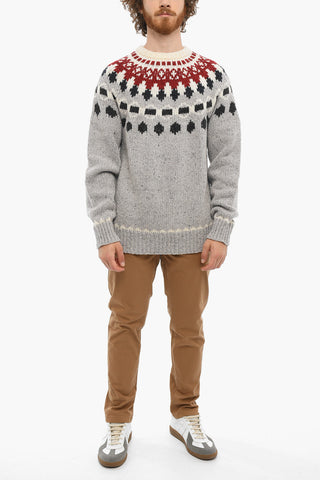 Maglia Girocollo Jacquard in Misto Lana