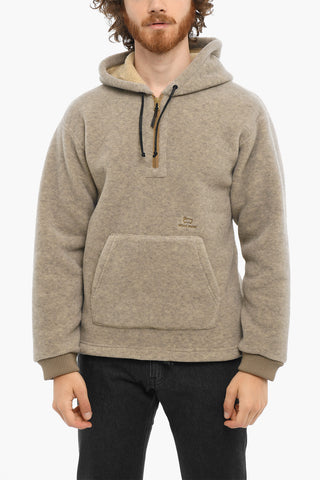 Felpa hoodie in Pile con Mezza Zip