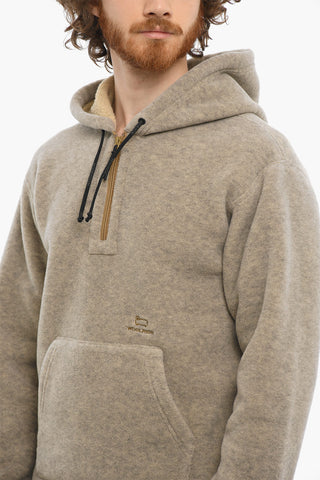 Felpa hoodie in Pile con Mezza Zip
