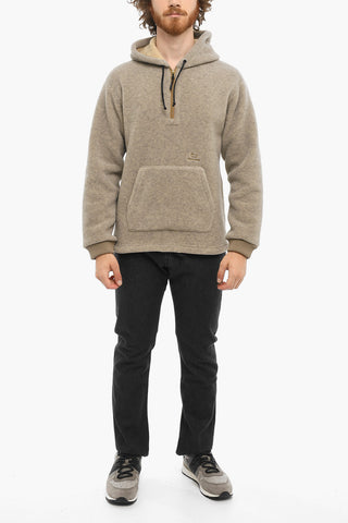 Felpa hoodie in Pile con Mezza Zip