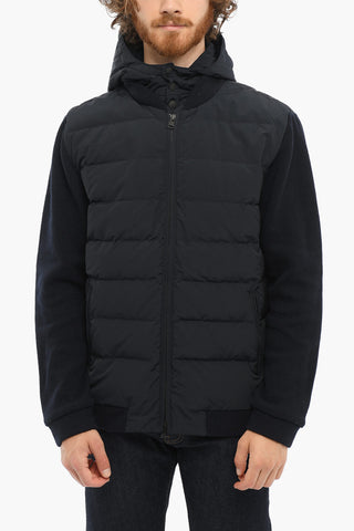 Solid Color Down Jacket with Knit Sleeve