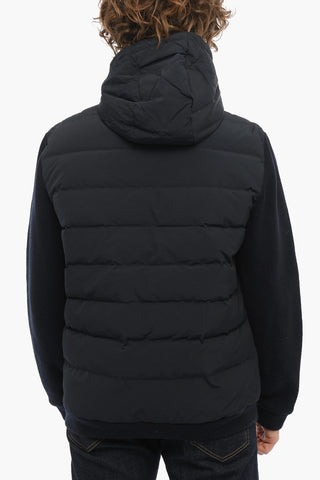 Solid Color Down Jacket with Knit Sleeve