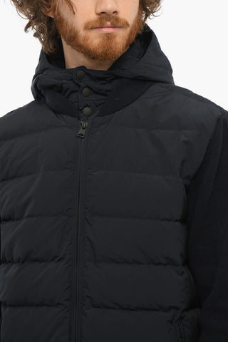 Solid Color Down Jacket with Knit Sleeve