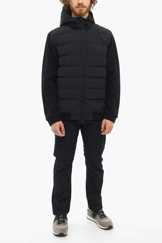 Solid Color Down Jacket with Knit Sleeve
