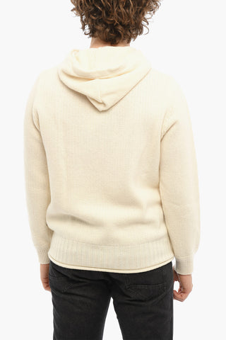 Felpa hoodie in Maglia con Tasca a Toppa