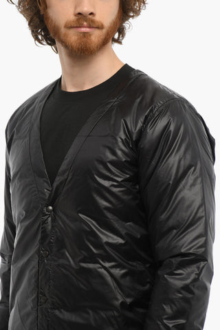 V-Neck Padded Jacket with Snap Buttons