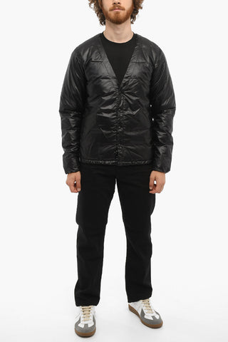 V-Neck Padded Jacket with Snap Buttons