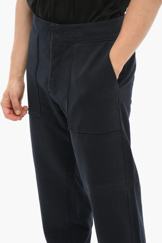 Solid Color Fleeced Cotton Joggers with Front Buttoning