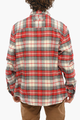 Plaid Motif Cotton Flannel Shirt with Double Breast Pocket