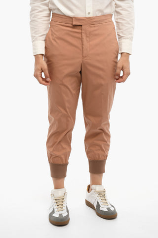 Pantaloni Slim Fit con Polsini a Costine