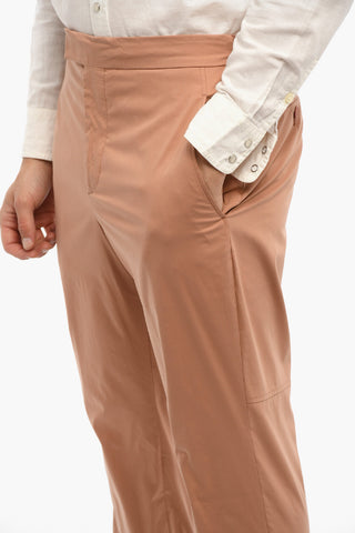 Pantaloni Slim Fit con Polsini a Costine