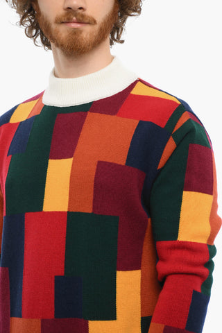 Maglia Multicolore in Lana e Cashmere a Collo Alto