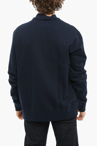 Felpa Mock Neck a Tinta Unita in Cotone
