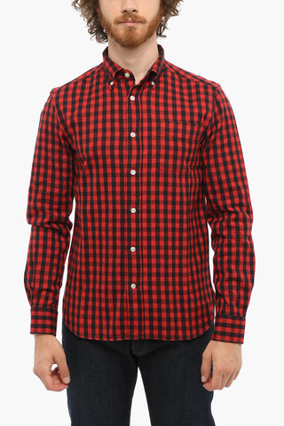 Camicia in Cotone a Quadri Buffalo con Collo Button-Down