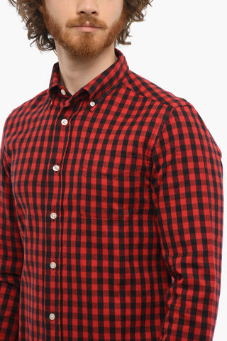 Camicia in Cotone a Quadri Buffalo con Collo Button-Down