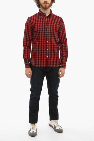 Camicia in Cotone a Quadri Buffalo con Collo Button-Down