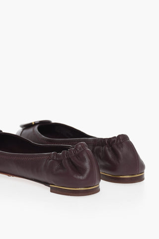 Letaher Ballerinas With Logo Detail