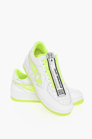 Leather Low-top Sneakers With Neon Details