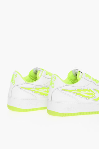 Leather Low-top Sneakers With Neon Details