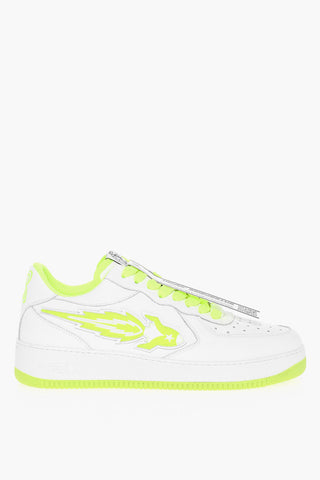 Leather Low-top Sneakers With Neon Details