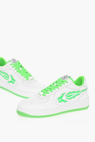 Sneakers Low-top In Pelle Con Dettagli Fluo