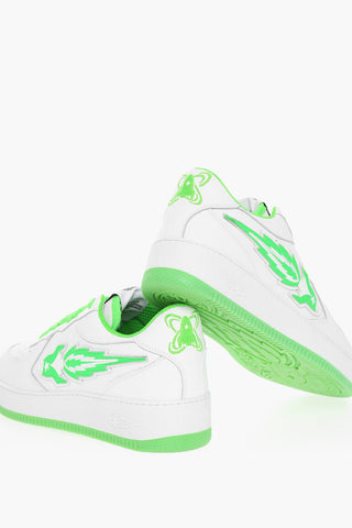 Sneakers Low-top In Pelle Con Dettagli Fluo